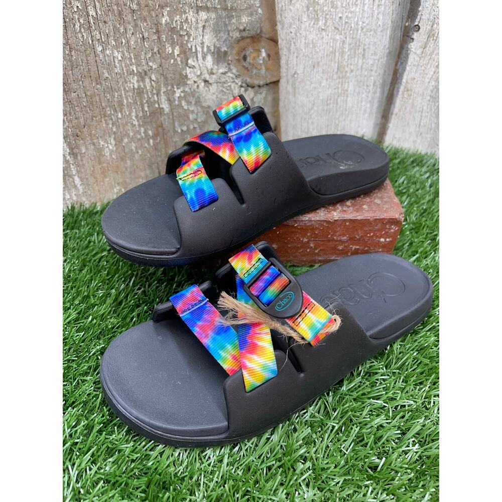 Chaco Chillos Slides Rainbow Tie Dye Youth 5 Slides